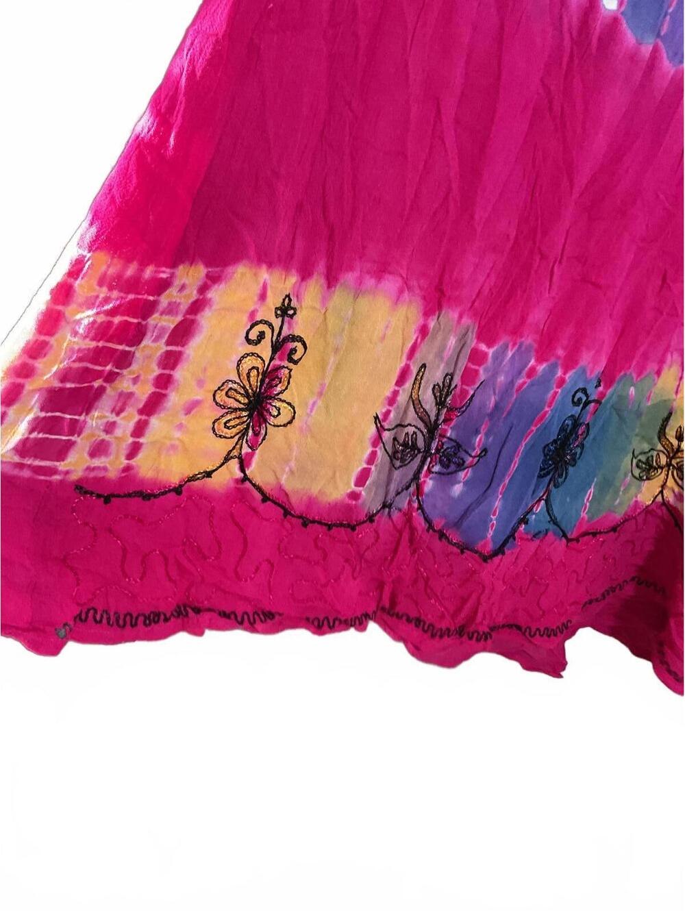 Colorful Boho Embroidered Tie-Dye Dress Plus Size Festival Hippie - Picture 5 of 9